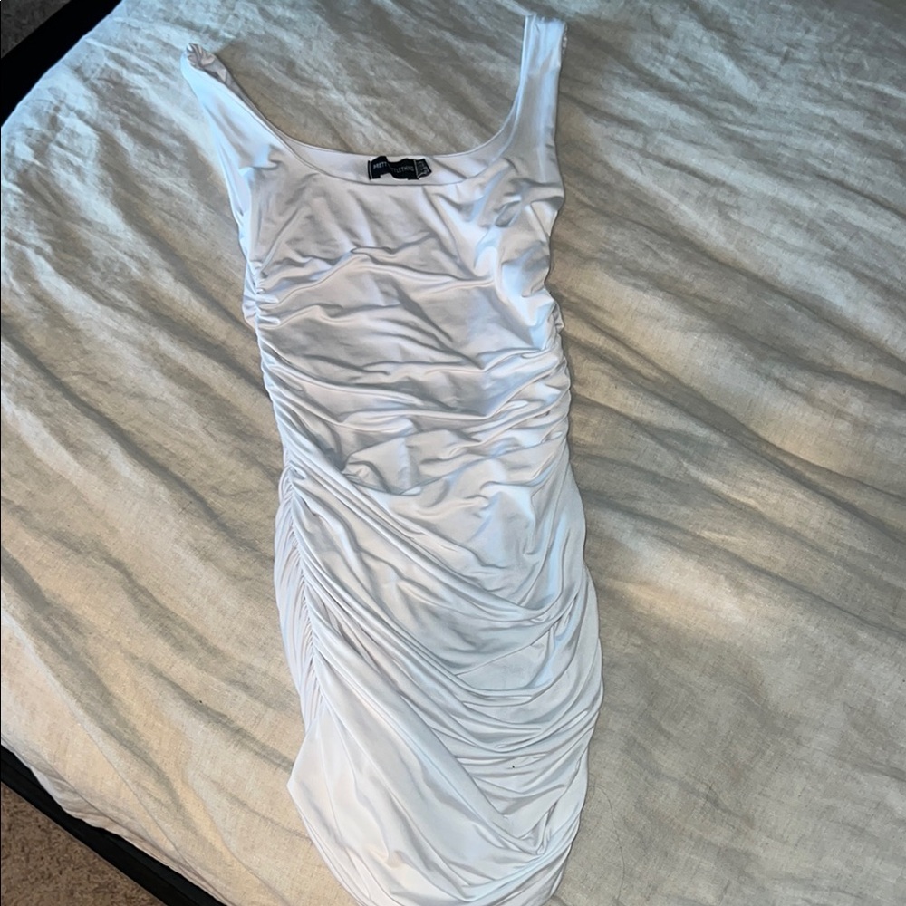 Elegant White Ruched Dress